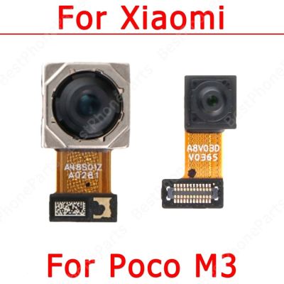 กล้องหลังด้านหน้าของแท้สำหรับ Mi Poco M3ชิ้นส่วนอะไหล่โมดูลกล้องเซลฟี่ด้านหลังสำหรับเปลี่ยนด้านหลังขนาดเล็ก