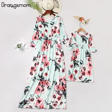 family matching dress Online | Buy Sea Green Family Matching Dress Set
