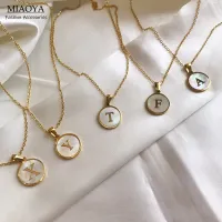 MIAOYA Fashion Jewelry Shop 26 English Letters Pendant For Students Gold Color Pearl Necklace For Lady Exquisite Birthday Gift