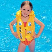Áo phao bơi màu xanh an toàn cho bé 7-10 tuổi