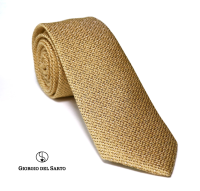 Giorgio Del Sarto Silk-Cotton Necktie Size Slim Yellow with Fabric Texture เนคไทสีเหลืองลายพื้นมีเท็กเจอร์