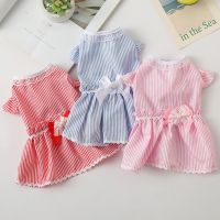 ZZOOI Dog Dress Pet Cat Clothes for Small Dog Princess Pet Dress Cat Dogs Striped Thin Skirt Puppy Bow Party Skirt For Chihuahua Yorks