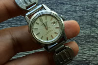 นาฬิกา Vintage มือสองญี่ปุ่น SEIKO CHRONOS 21J ระบบ AUTOMATIC ผู้หญิง ทรงกลม กรอบเงิน หน้าเงิน หน้าปัด 29mm สายสแตนเลสแท้ ใช้งานได้ปกติ สภาพดี ของแท้ ไม่กันน้ำ