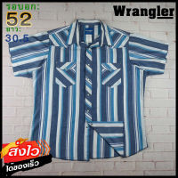 Wrangler®แท้ อก 52 เสื้อเชิ้ตผู้ชาย แรงเลอร์ สีฟ้าเทา แขนสั้น เนื้อผ้าดี ใส่เที่ยวใส่ทำงาน