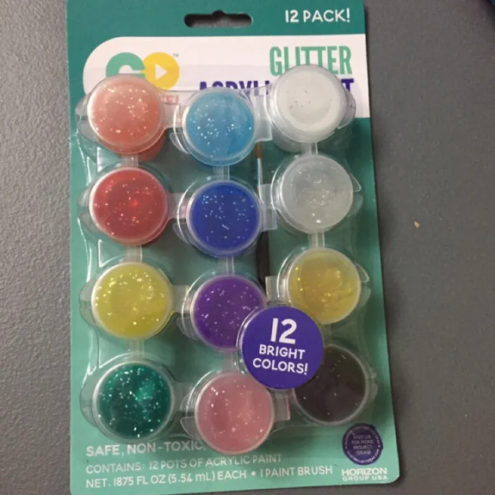 Go Create Glitter Acrylic Paint with Paint Brush, 12 colors Lazada PH