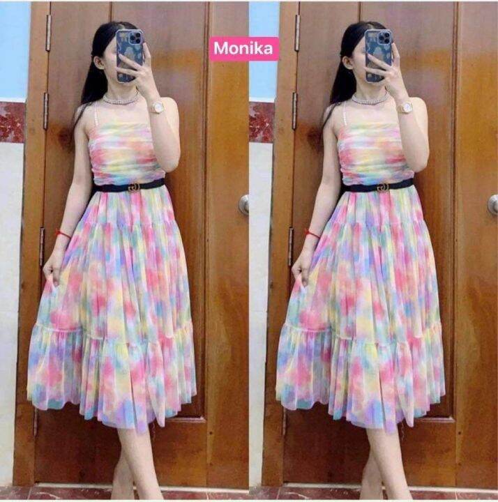 đầm lưới in hai màu đẹp lung linh ld22 ( 79) | Lazada.vn