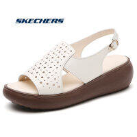 Skechers_รองเท้าแตะส้นเตารีดผู้หญิง รองเท้าแตะทรงลิ่ม New สเก็ตเชอร์ส รองเท้าแตะ ผู้หญิง Rumble On Cali Sandals Shoes - 127667-TPE