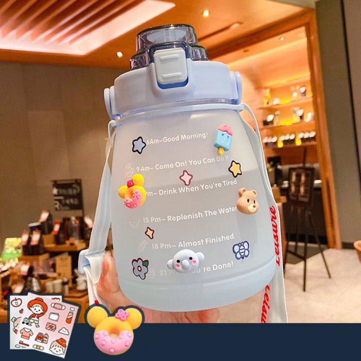 cw-cute-girl-water-bottle-sticker-grass-pot-belly-cup-1300ml-sports-water-bottle-childrens-womens-water-bottle-strap