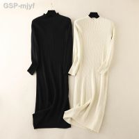 Hlbcbg Básico Sico Sólido Longo Malha Maxi Camisola Vestido Outono Inverno Gola Alta แมนกาลองกา Robe De Festa Com Neras Vestidos Retos