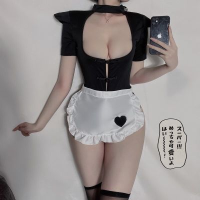 Women Sexy Maid Dress Uniform Bodysuit Open Bra Sexy Lingerie Cosplay Costumes Lady Anime Role Play Party Stage Lolita Clothing