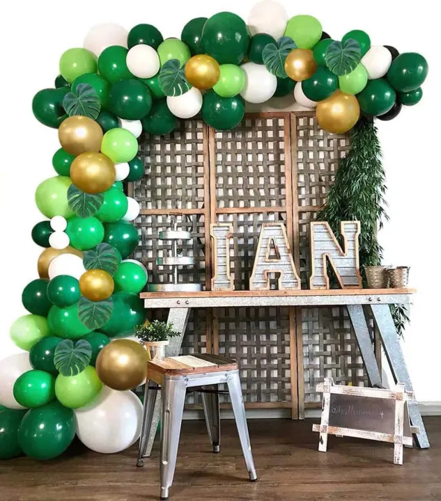 Kiena Safari Jungle Balloon Garland Arch Kit 106pcs Palm Leaves and ...