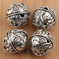 100% 925 Silver Jewelry Beads Sterling Silver Dragon Beads Real Pure Silver Jewelry Accessories Beads DIY Bracelet Round Beads