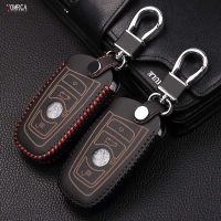 ☂▣ Top layer leather car key case cover wallet For BMW 1/5/6/7 series M3 M5 X1 X3 X5 X6 E36 E39 E46 E30 E60 E92 3 buttons remote