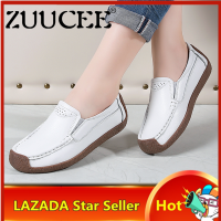 ZUUCEEเกาหลีสไตล์รองเท้ารองเท้าผู้หญิงของแท้หนังSlip-Onsลำลองรองเท้าคุณแม่Loafersรองเท้าแตะรองเท้าผู้หญิงLow-Cutรองเท้าเดี่ยวรองเท้าหุ้มส้น