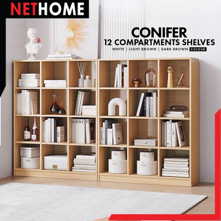 NETHOMEConifer Book Shelf Book Rack Buku Rak Divider with 12