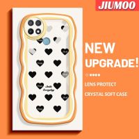 เคส JIUMOO สำหรับ OPPO A15 A15s A35 4G เคสลายการ์ตูนสีดำดีไซน์ใหม่รักโคโลเรียเคสมือถือกันกระแทกแบบใสนิ่มเคสโปร่งใสลายกล้องถ่ายรูปที่สร้างสรรค์ซิลิกาเจลฝาครอบป้องกัน