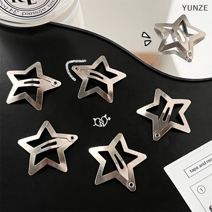 yunze-ที่หนีบผมผมกิ๊บกิ๊ฟดาวติดผม10ชิ้นไม่ลื่นเครื่องประดับผมดาวห้าแฉกสำหรับเด็กผู้หญิง-y2k-คลิปผมโลหะ