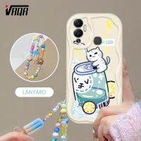 VRQR เคสโทรศัพท์สไตล์ INS สำหรับ Infinix Hot 12 Play NFC X6816 X6816C X6816D วดใส่น้ำอัดลมและลูกแมวน่ารักด้วยสร้อยข้อมือไอศครีม