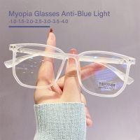 Oversized Wood Grain Frame Myopia Glasses Women Men Blue Light Blocking Computer Nearsighted Eyeglasses Minus Diopters 0 to -4.0