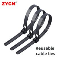 20Pcs Reusable Self-Locking Plastic Nylon Cable Ties 5x200mm Fixed Detachable Zip Binding Straps Loose Slipknot 8x150 Releasable Cable Management