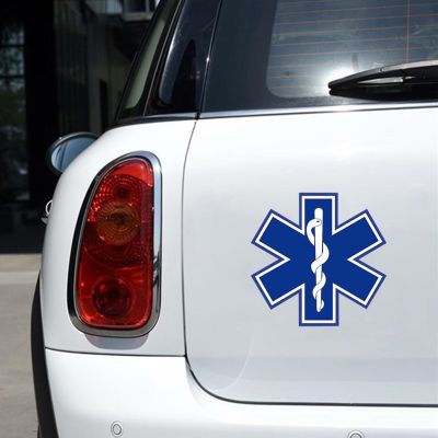 Car Modified Metal Sticker Star Of Life Logo Blue Emergency Ambulance Logo Badge Car Side Fender Trunk Decoration Accessories