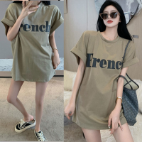 900Shop?เสื้อยืดสีเขียวหม่น อกสกรีนลาย French แขนสั้น