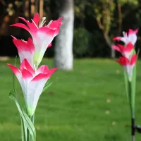 Solar Flower Light Lily Lawn Lamp Led Garden Terrace Decoration Floor Lamps Solar Lights Outdoor Waterproof Artificial Flowers