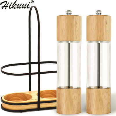 8in Salt and Pepper Grinder Mill Oak Wood Manual Seasoning Spice Mill Adjustable Ceramic Grinding Core Kitchen Grinding Tools