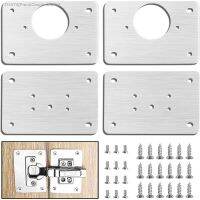 ▤◇ Mounting Plate Set Stainless Steel Hinge Fixing Plate Cabinet Door Maintenance Mounting Plate Restorer Installer Cabinet Hinge