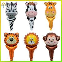 VHGG 2/6pcs Gifts Party Supplies Zoo Theme Birthday Decoration Kids Inflatable Toys Tiger Lion Monkey Giraffe Cow Foil Balloon Safari Jungle Animal Head