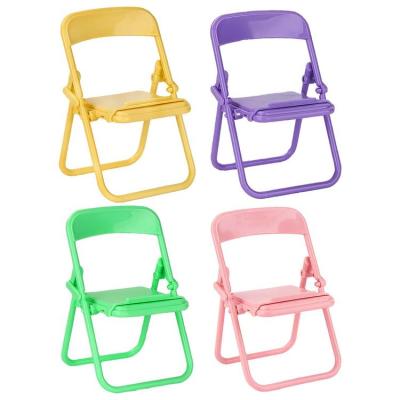 Mini Folding Chair Phone Holder Desktop Cell Phone Stand Folding Chair Shaped Smooth And Exquisite Foldable Chair Phone Holder For Restaurant Bedroom right