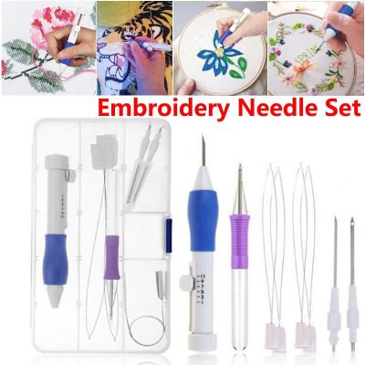 DIY Embroidery Punch Needle Kit Embroidery Pen Set Clothes Embroidery Knitting Sewing Needle Stitching Tool Set Needlework