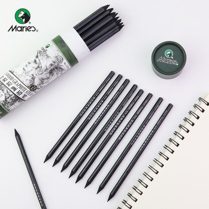 maries-full-charcoal-carbon-pencils-non-wood-graphite-sticks-sketch-charcoal-pencil-24pcs-soft-medium-charcoal-pens-stationery