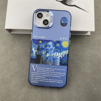 blue van gogh Oil Painting electroplating hot silver Phone Case For iPhone 15 Pro Max 14 ProMax 13 12 12Pro 11 Shockproof Phone soft border hard case Mobile phone protective case