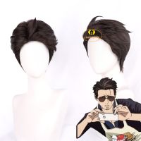 Anime The Way Of The Househusband Tatsu Cosplay Wig The Immortal Dragon Short Black Brown Wig Free Wig Cap Synthetic Hair