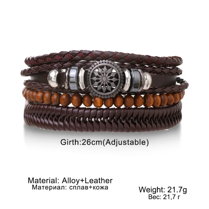 mens-charm-bracelets-leather-wristband-vintage-rudder-charm-bracelet-mens-leather-bracelets-ethnic-tribal-wristband