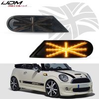 Ijdm โคมไฟข้างรถไฟ LED สีเหลืองอำพันสำหรับ MKII MINI Cooper R55 R56 R58 R57 R59ไดนามิกกระพริบไฟสัญญาณ LED เลี้ยว12V