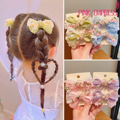 Korean Pearl Embroidered Lace Flower Bow Hair Clip Exquisite Hairpin