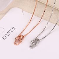 [COD] Herringbone slipper necklace female niche design sense light luxury full of diamonds cute sweet style personality collarbone chain