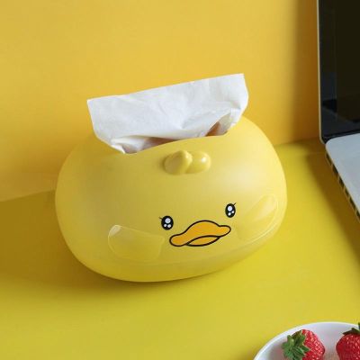 ⭐Simplelife⭐ Desktop Cartoon Little Yellow Duck Tissue Box Home Living Room Dining Room Creative Cute Drawer Bedroom Napkin Storage Box