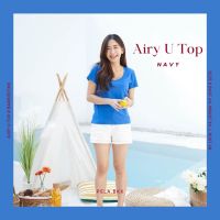 Pela.bkk - Airy U Top เสื้อยืดคอยู สีน้ำเงิน(์Navy)