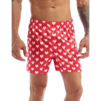 Mens Cute Love Heart Print Classic Soft Boxer Lightweight Shorts