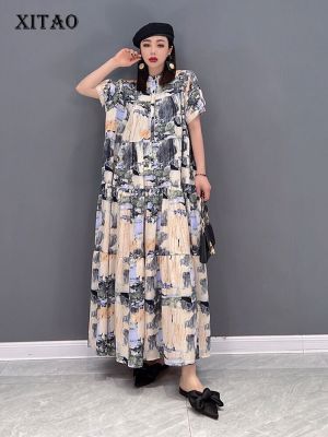 XITAO Dress Fashion Casual Print Women Loose Dress