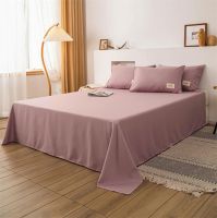 【CW】 Washed Cotton Flat Bed Sheet Cover King Size Bedsheet Linens Soft Bedspread (Pillowcase can order)