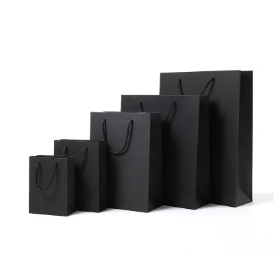 Black High Quality Simple Paper Gift Bag Kraft Paper Bags Candy Box Wedding Christmas Birthday Party Gift Packing Reusable Bags Gift Wrapping  Bags