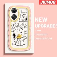 เคส JIUMOO สำหรับ OPPO Reno 8 T 5G Reno8 T A1 Pro,เคสการ์ตูนสนูปี้แฟชั่นสีสันสดใสขอบครีมดีไซน์ใหม่เคสโทรศัพท์แบบใสนิ่มเคสป้องกันเลนส์กล้องถ่ายรูปเคสโปร่งใสกันกระแทก