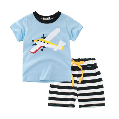 ZWY1079 Girls Boys Clothes Toddler Kids Set Cotton Outfit Cartoon Printed T-shirt + Shorts 2pcsset Summer Baby Children Costume