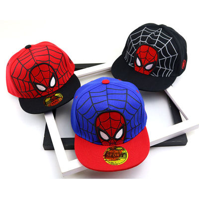 [ในสต็อก] Spidermans เด็กเด็กสาวฝ้าย Snapback หมวกหมวกเบสบอลแฟชั่นฮิปฮอปหมวกสุทธิร่มกลางแจ้ง