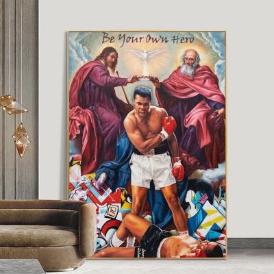 ◎♙☎ นักกีฬามวยมืออาชีพโปสเตอร์ Mike Tyson Be Your Own Hero ภาพวาดผ้าใบพิมพ์สร้างแรงบันดาลใจ Wall Art ภาพตกแต่งบ้าน