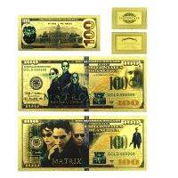 【HOT SALE】 ภาพยนตร์คลาสสิก The Matrix Gold 100ดอลลาร์ตั๋วสนุกปาร์ตี้บัตรเงินตกแต่งบ้านเทศกาล Gift